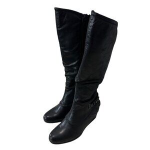 (11-244) Black Women's Bare Traps Tall Wedge Heel Boots Sz 6 ½